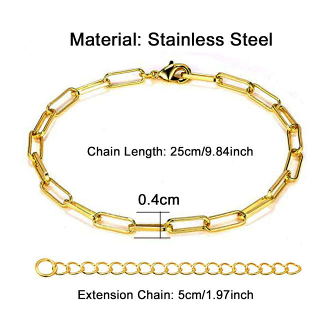 Simple figaro chain cable chain stainless steel anklet