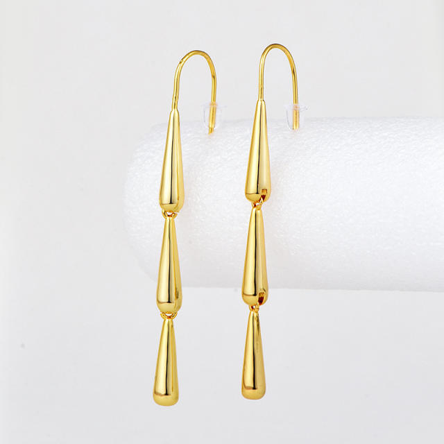 Personality gold plated copper drop ear hook earrings