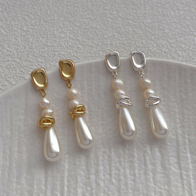 925 needle water pearl drop chic earrings for women