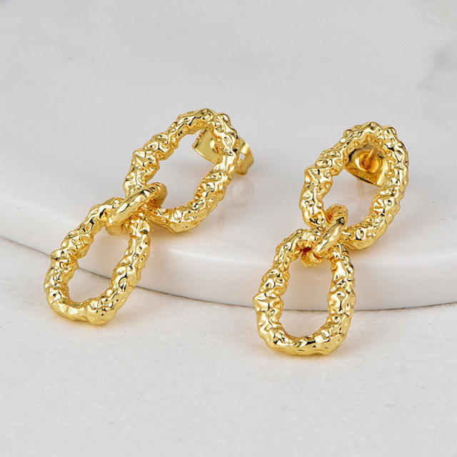 Personality lava circle gold plated copper bold earrings for women