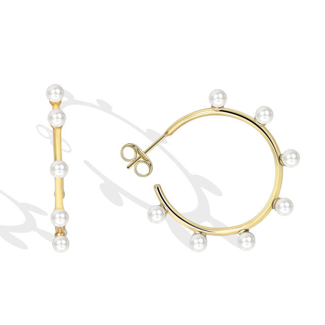 Elegant pearl hoop earrings for women