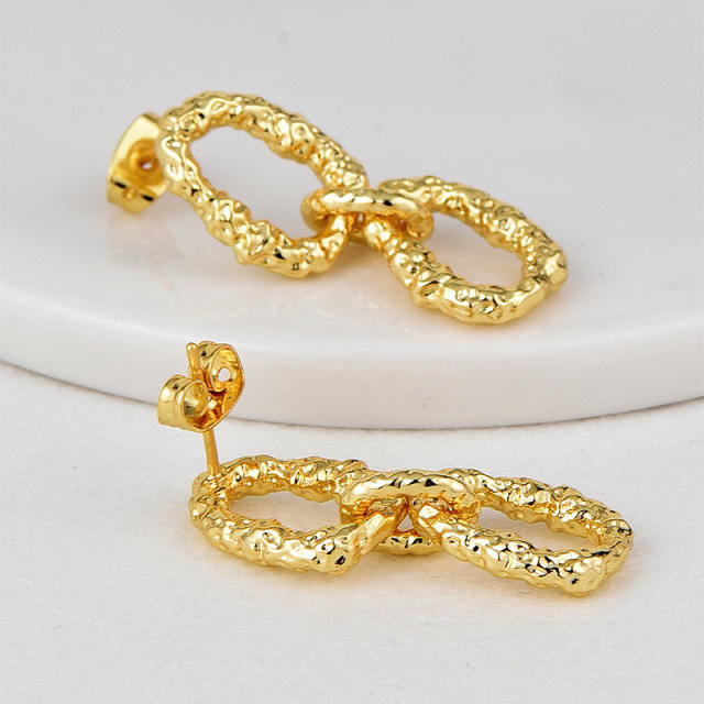 Personality lava circle gold plated copper bold earrings for women