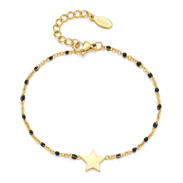 Boho enamel bead stainless steel star bracelet