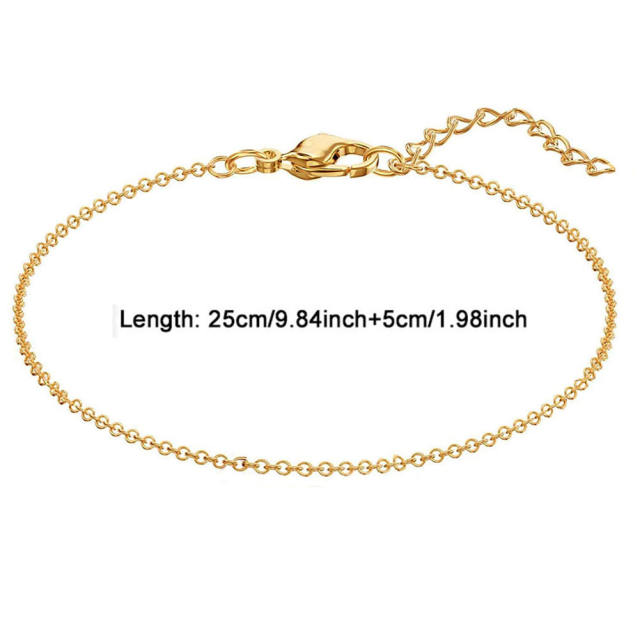 Simple figaro chain cable chain stainless steel anklet