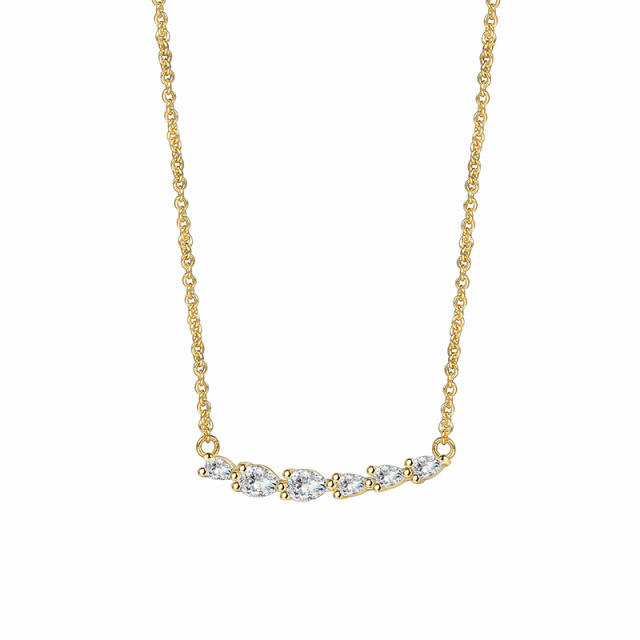 Simple dainty diamond gold plated copper necklace for women