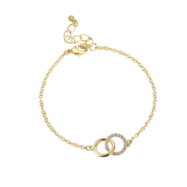 Dainty diamond circle gold plated copper bracelet