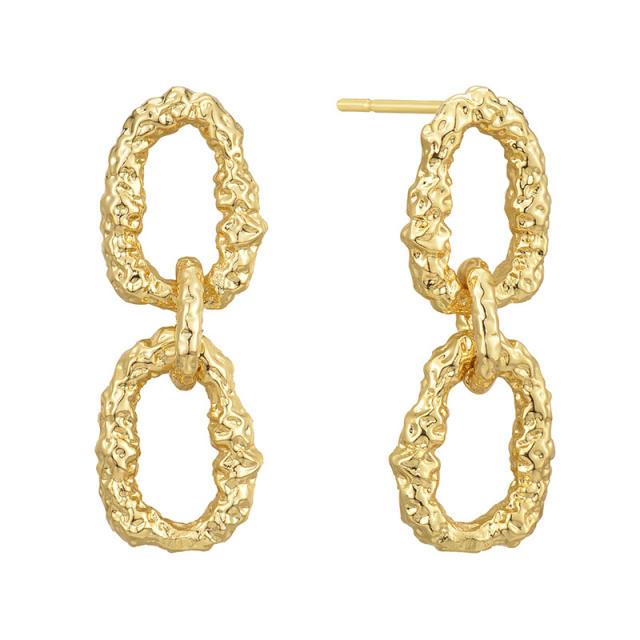 Personality lava circle gold plated copper bold earrings for women