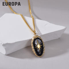 Vintage black bead multi layer stainless steel necklace