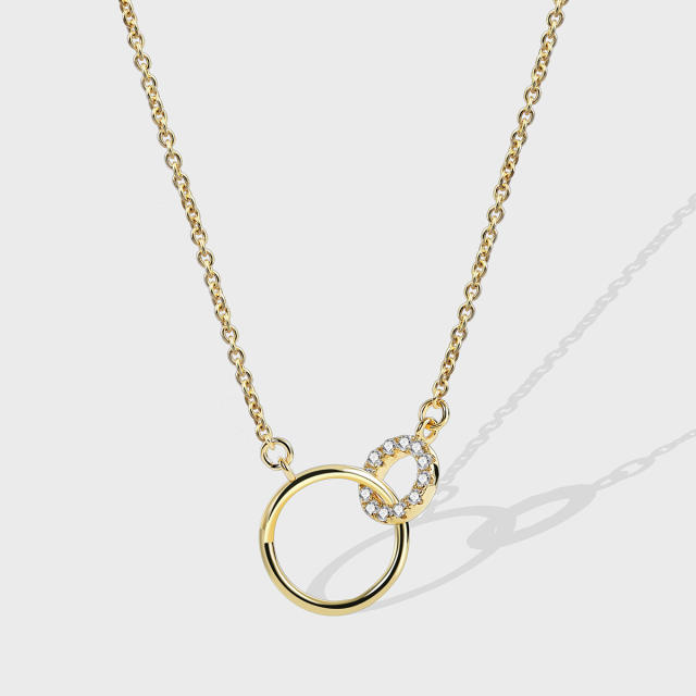 Wish hot sale diamond circle dainty copper necklace