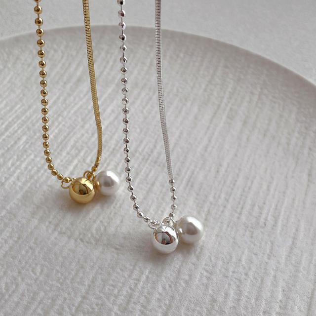 INS creative ball bead pearl pendant women necklace