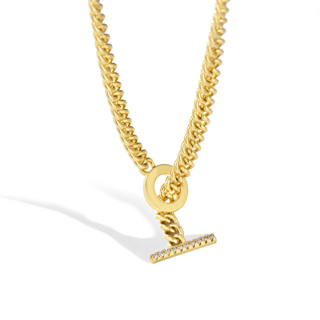 Personality cuban link chain diamond toggle necklace