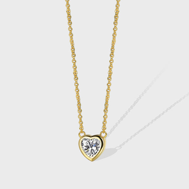 Simple dainty diamond heart copper necklace