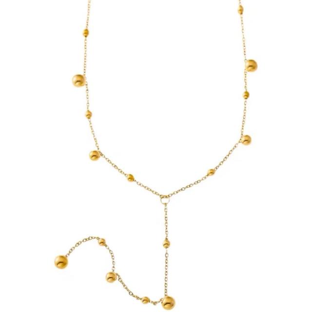 Simple concise ball bead stainless steel necklace lariats