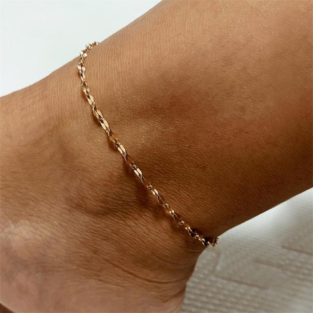 Simple stainless steel chain anklet