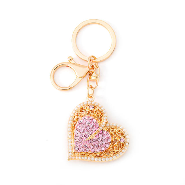 Creative sweet diamond heart keychain