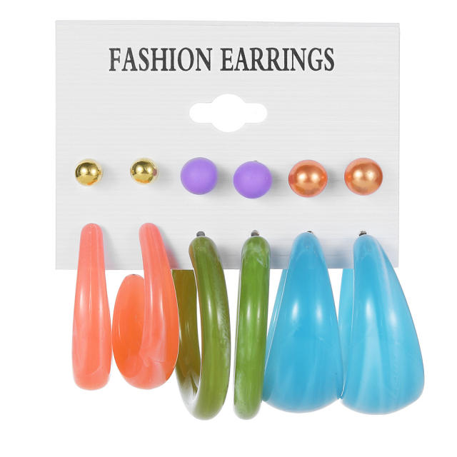 Summer colorful acrylic dangle earrings set for women