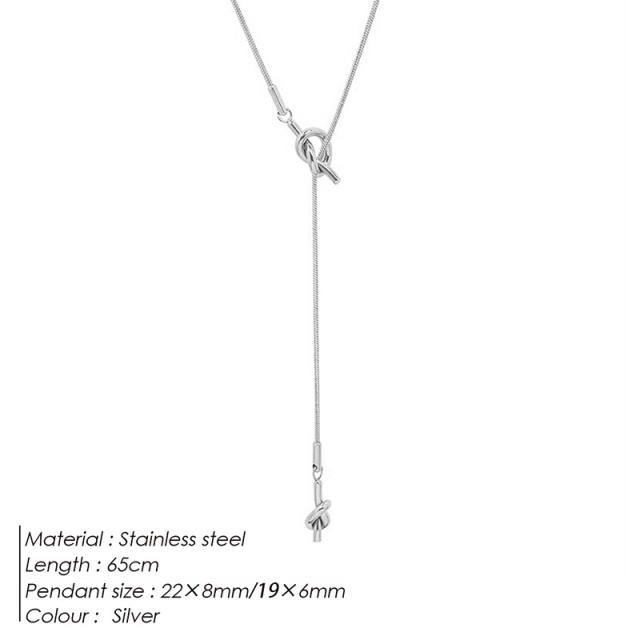 Simple easy match knot stainless steel necklace lariats