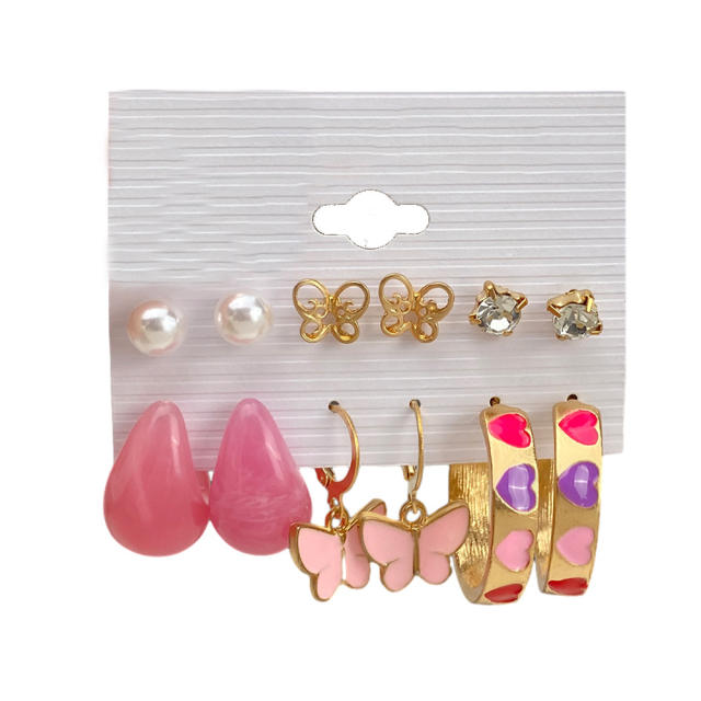 Candy color acrylic hoop earrings set