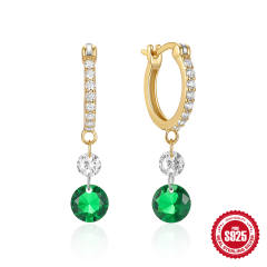 925 sterling silver emerald charm huggie earrings