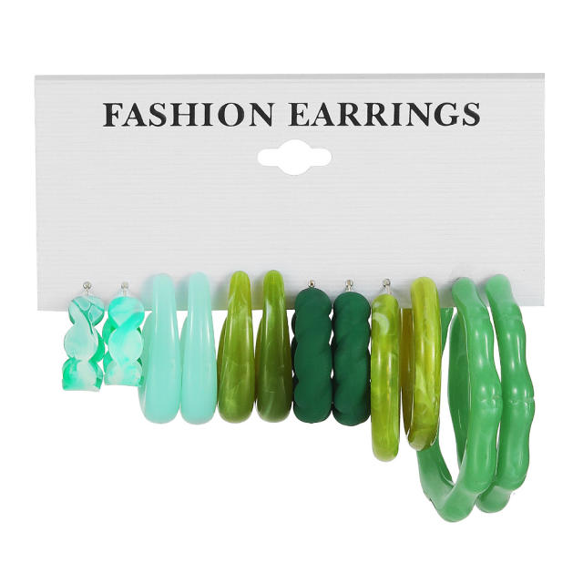 Candy color acrylic hoop earrings set