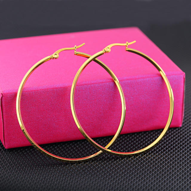 Simple easy match stainless steel big hoop earrings