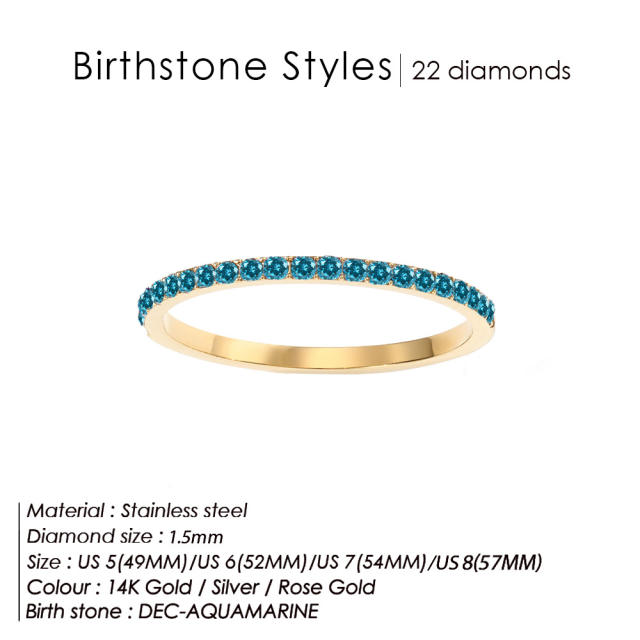 Popular birthstone pinky stainless steel rings