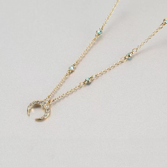 Boho diamond moon famous brand dainty necklace