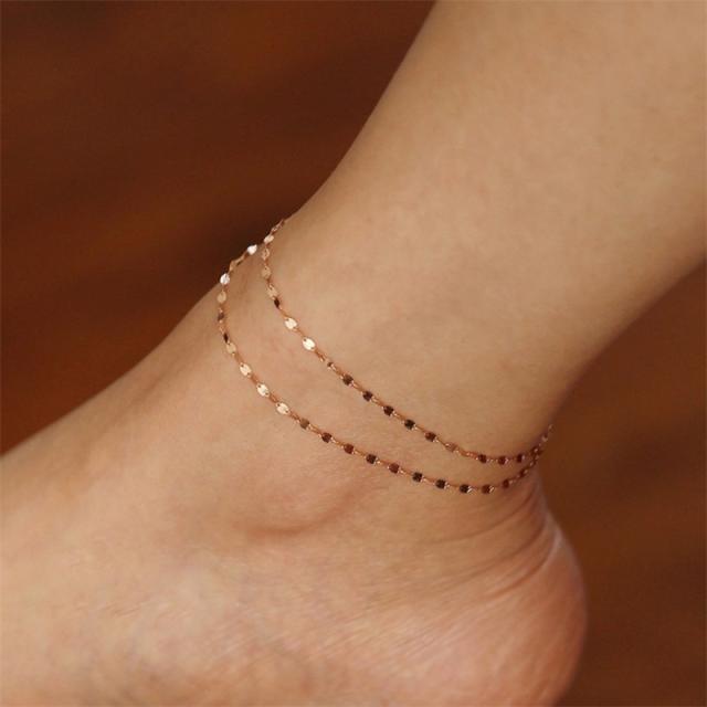 Simple stainless steel chain anklet