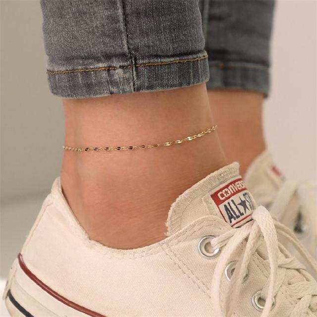 Simple stainless steel chain anklet