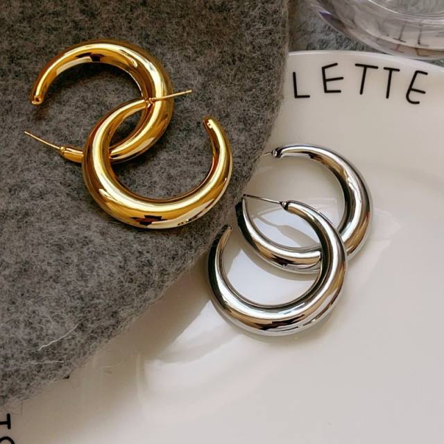 18K gold plated chunky bold hoop earrings