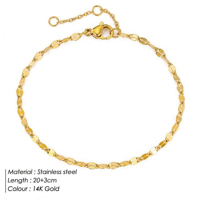 Simple stainless steel chain anklet