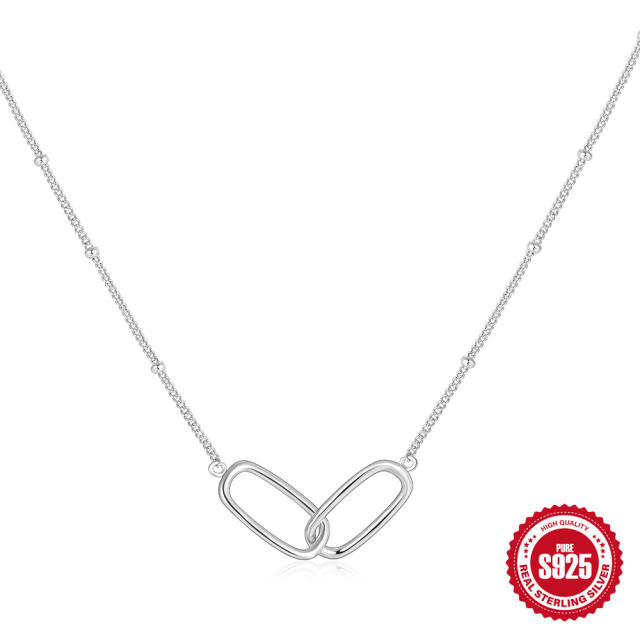 925 sterling silver classic circle to circle dainty necklace