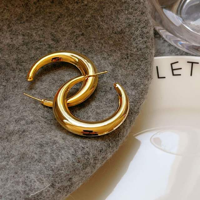 18K gold plated chunky bold hoop earrings