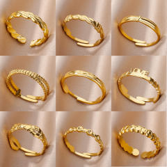 18K gold plated easy match basic stainless steel rings