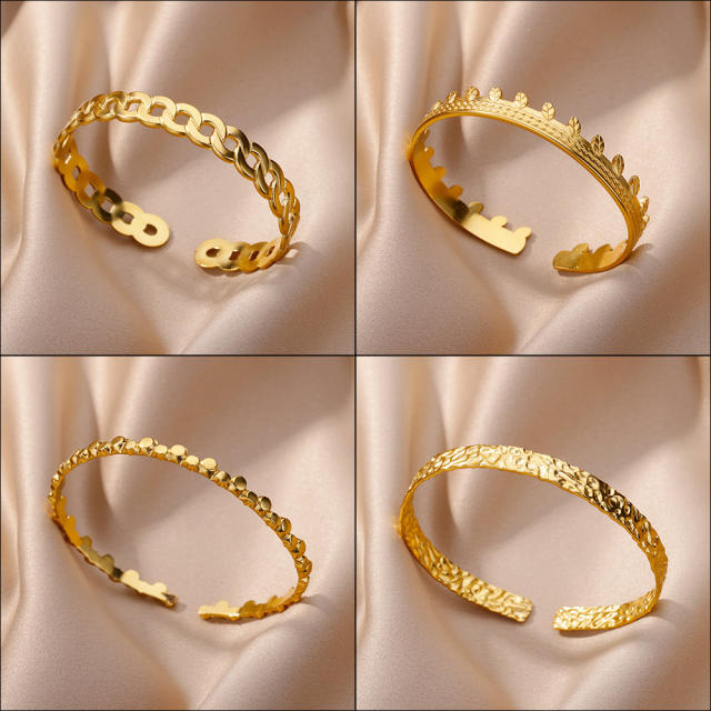 Korean fashion easy match stainless steel cuffs bangle