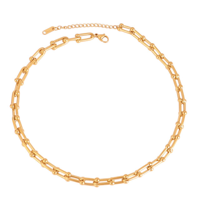 18K stainless steel chain necklace bracelet earrings set