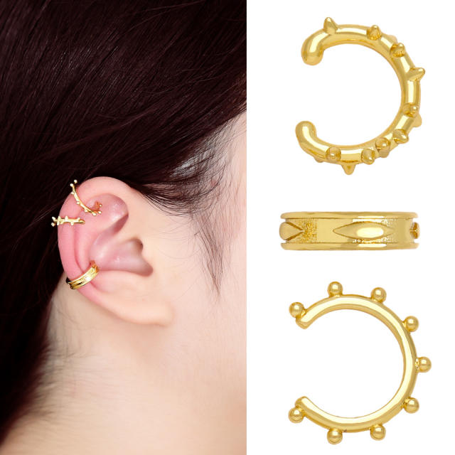 Hiphop gold color copper ear cuff