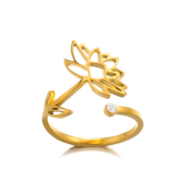 Personality birth month flower stainless steel rings