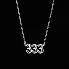 Dainty hollow out angel number stainless steel necklace