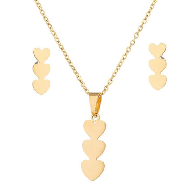 INS heart pendant dainty stainless steel necklace set