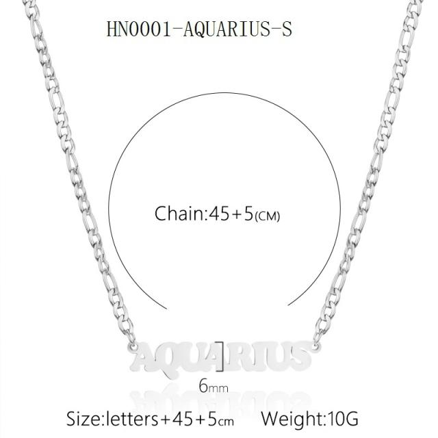 304 stainless steel zodiac series figaro chain necklace