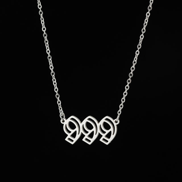 Dainty hollow out angel number stainless steel necklace