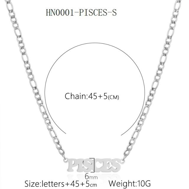 304 stainless steel zodiac series figaro chain necklace