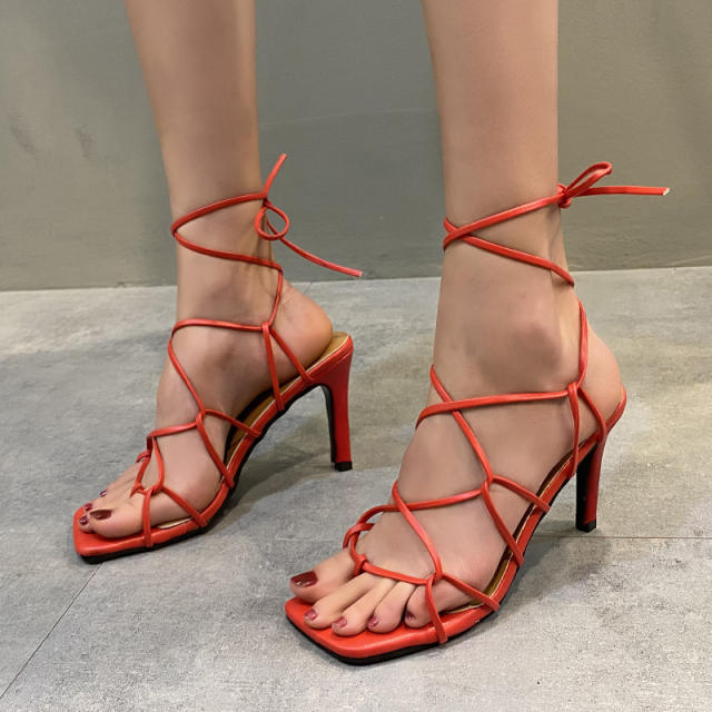 Summer sexy strappy high heels sandals