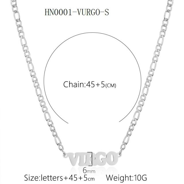 304 stainless steel zodiac series figaro chain necklace