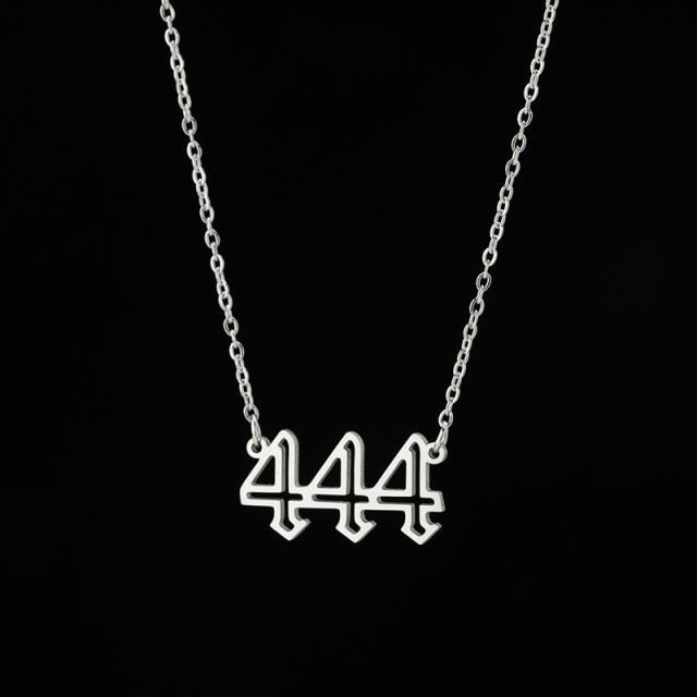 Dainty hollow out angel number stainless steel necklace