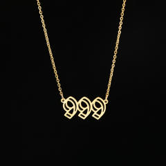Dainty hollow out angel number stainless steel necklace