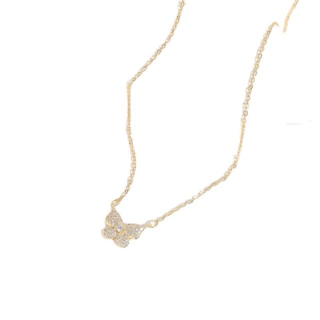 INS diamond butterfly dainty women choker necklace