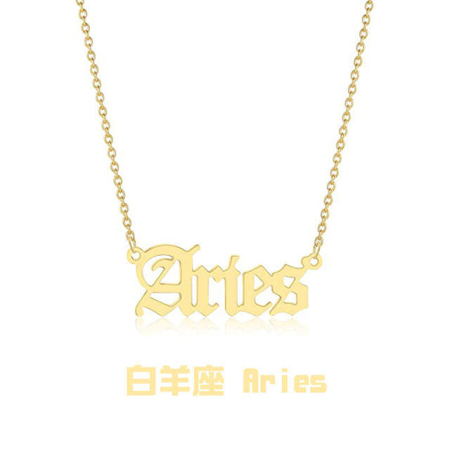 Classic zodiac series stainless steel necklace with different chain