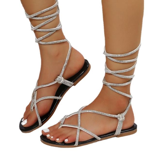 Summer diamond strappy flat sandals